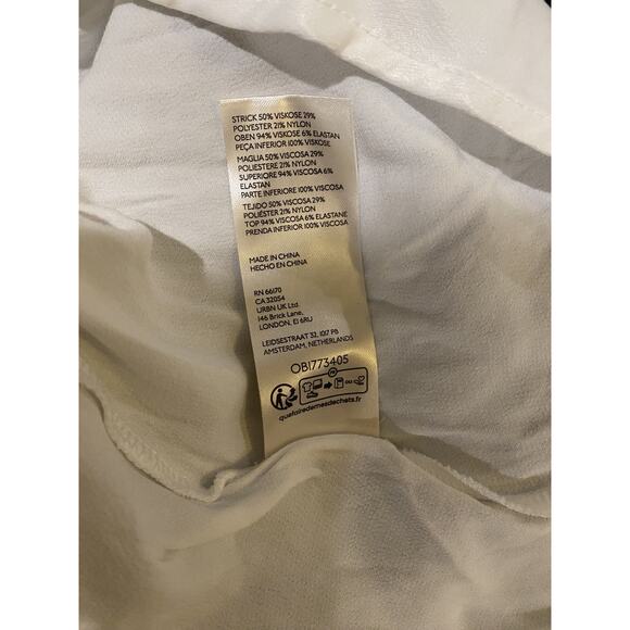 ANTHROPOLOGIE Asymmetrical XXS White Knit Satin Sleeveless Midi Dress Women - Picture 9 of 9